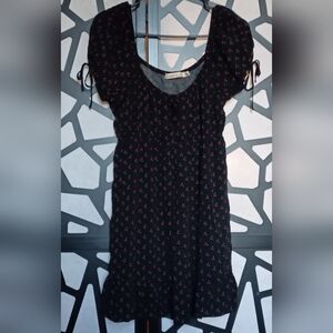 Liberty Love - Cherry Print Puff Sleeve Mini Dress - Black/Red - XL